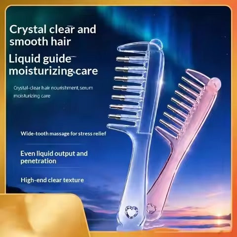 Transparent Hair Oil Applicator Comb – Refillable Scalp Massage Comb with Built-In Oil Reservoir