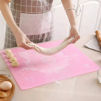 Silicone Baking Roti Mat with Measurements – Non-Stick Heat Resistant Dough Rolling Pad 50x40 (Random Color)
