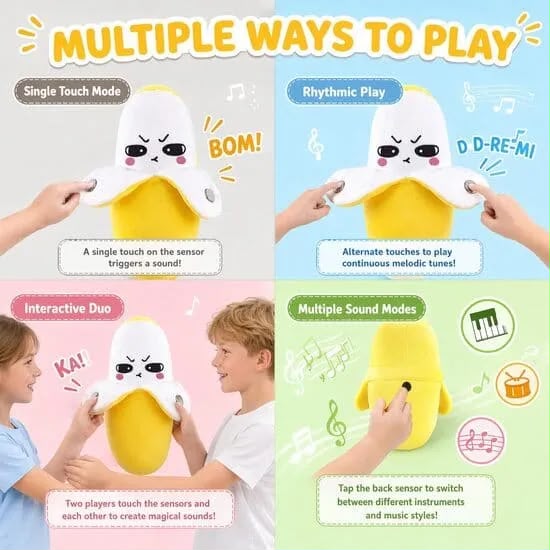 Interactive Banana Musical Toy for Kids – Touch Sensor Soft Plush | Two-Player Sound Toy