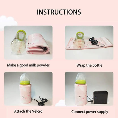Portable USB Feeder Warmer Pouch | 42°C Constant Heating | Easy‑to‑Carry | Random Design