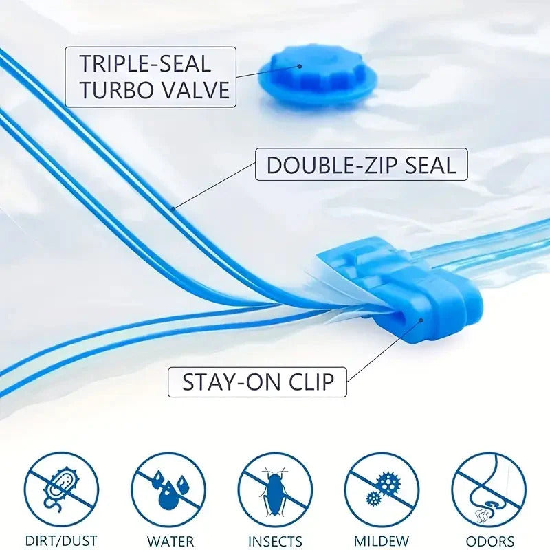 Vacuum Storage Bags with Hand Pump - Space Saving Organizer