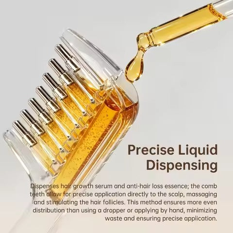 Transparent Hair Oil Applicator Comb – Refillable Scalp Massage Comb with Built-In Oil Reservoir