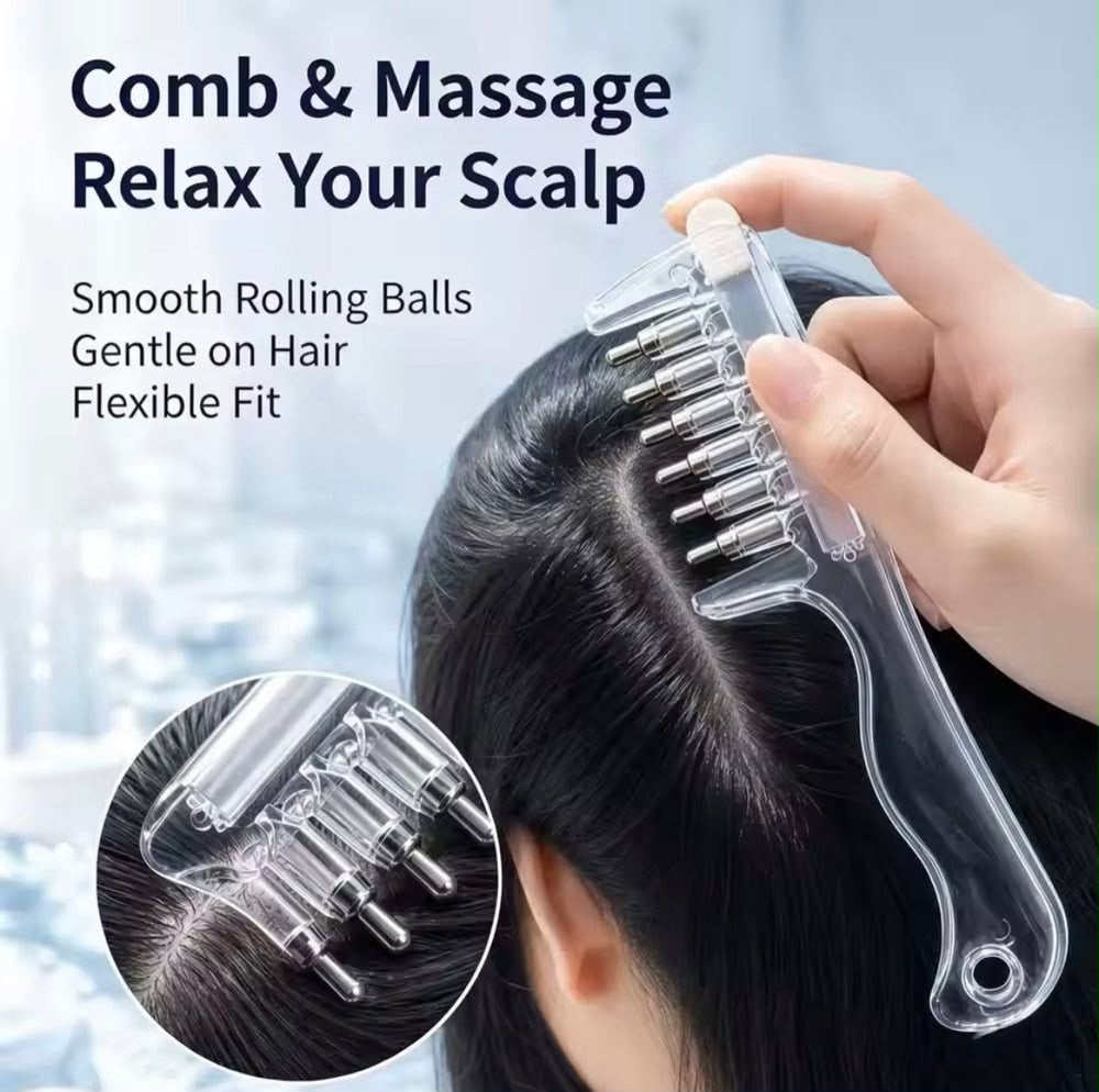 Transparent Hair Oil Applicator Comb – Refillable Scalp Massage Comb with Built-In Oil Reservoir