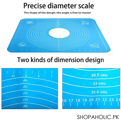 Silicone Baking Roti Mat with Measurements – Non-Stick Heat Resistant Dough Rolling Pad 50x40 (Random Color)