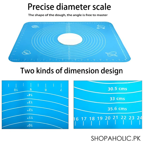 Silicone Baking Roti Mat with Measurements – Non-Stick Heat Resistant Dough Rolling Pad 50x40 (Random Color)