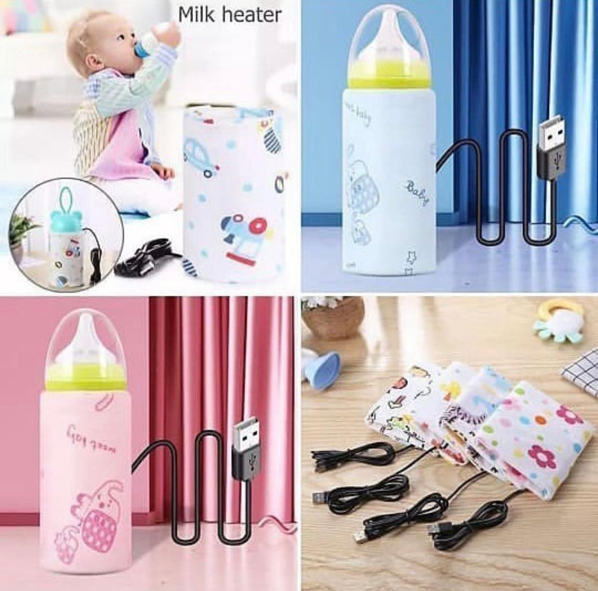 Portable USB Feeder Warmer Pouch | 42°C Constant Heating | Easy‑to‑Carry | Random Design