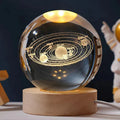 3D Galaxy Crystal Ball Night Light – Engraved Solar System Lamp with LED Wooden Base