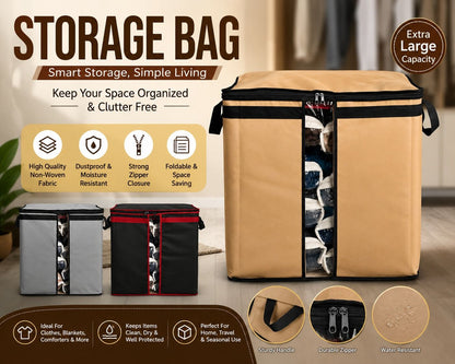 Heavy-Duty 110GSM Storage Bag – Foldable Closet Organizer for Clothes, Quilts & Blankets