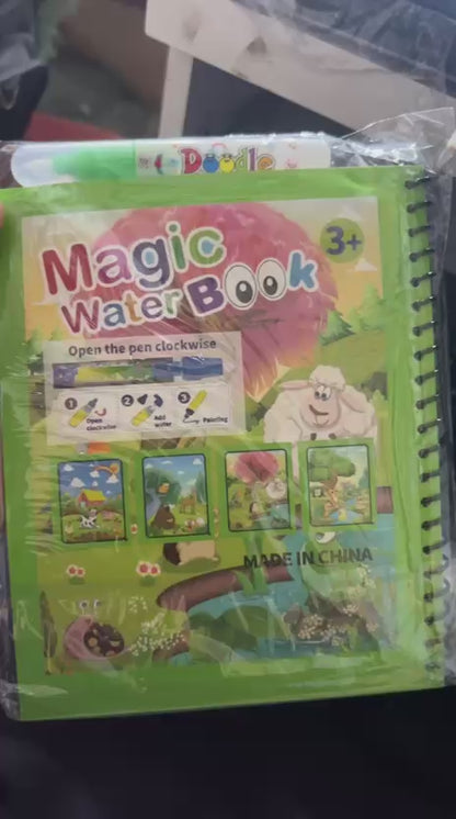 Magic Water Drawing Book for Kids – Reusable Mess-Free Coloring Book with Magic Pen