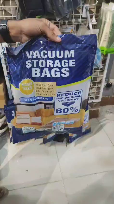 Vacuum Storage Bags with Hand Pump - Space Saving Organizer