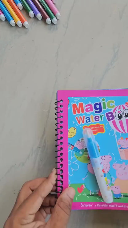 Magic Water Drawing Book for Kids – Reusable Mess-Free Coloring Book with Magic Pen